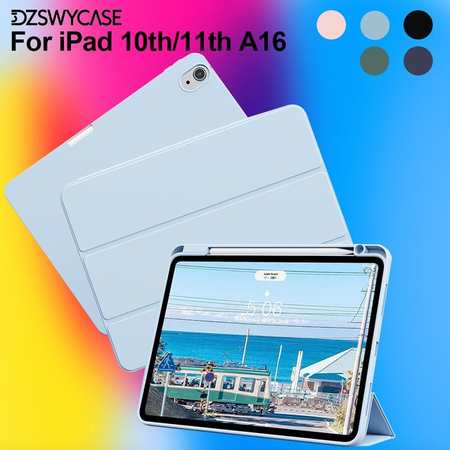 DZSWYCASE Schutzhülle für iPad 11 Zoll (11. Generation 2025) und iPad 10,9 Zoll (10. Generation 2022) mit Stifthalterabdeckung und Auto Wake/Sleep Funktion in Blau - Bild 1