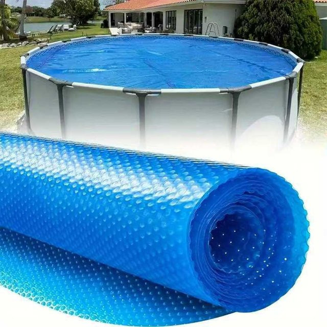 Blaues PE-Folien-Rundpoolabdeckung Set mit Solar- und Thermedecke zur Boden- und Untergrund-Isolierung - Bild 1