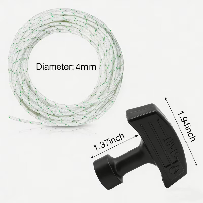 LUSQI Nylon-Zugschnur als Ersatzseil für Rückstoßstarter mit 1/5 Griffen, 15 m, Weiß - Bild 3