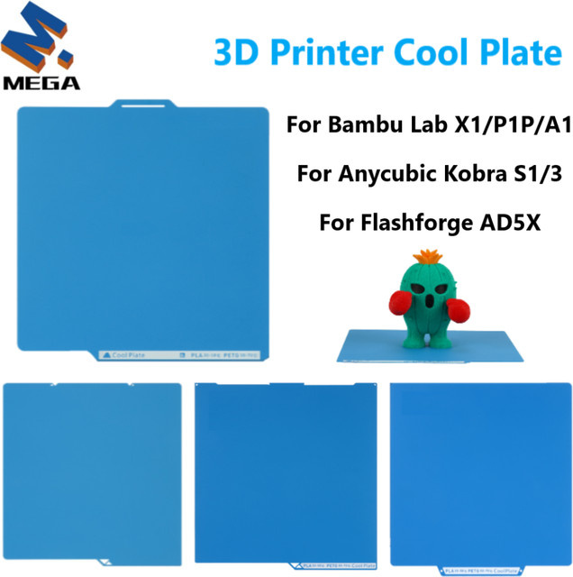 Mega Doppelseitige Kühlplatte und Federbeheiztes Bett für Bambu Lab A1/X1/P1P, Anycubic Kobra S1/3 und Flashforge AD5X in Blau - Bild 1