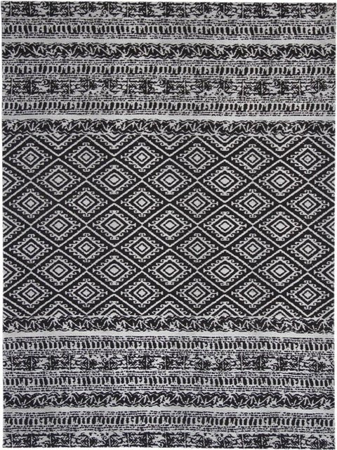 Kayoom Flachgewebeteppich Sunny 110 Schwarz Rechteckig B/L: 160 x 230 cm und Rund Durchmesser: 120 cm für Innen- und Außenbereich - Bild 1