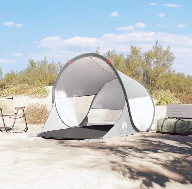 vidaXL Pop-Up Strandzelt aus Polyester, Grau, B/T/H: 125 x 125 x 90 cm - Bild 2