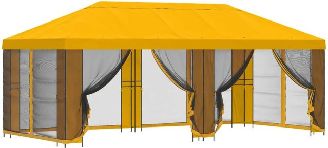vidaXL Pavillon mit Seitenwänden in Gelb aus Polyester und Stahl, B/T: 600 x 300 cm - Bild 1