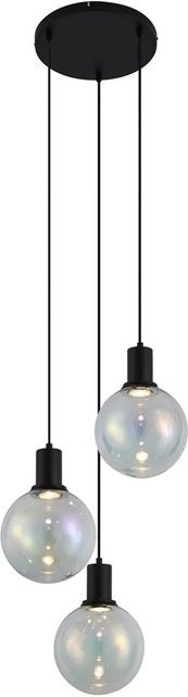 QAZQA Design Hängeleuchte Mallon in Schwarz mit rundem Regenbogen-Glas, 3-flammig - Bild 1
