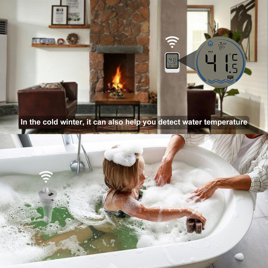 TOMTOP JMS Drahtloses digitales Poolthermometer mit Temperatursensor in Weiß für Pool, Aquarium und Badewanne - Bild 4