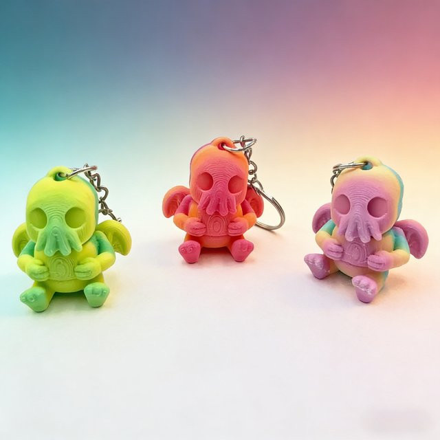eelhoe Schlüsselanhänger Cthulhu-Figur, bewegliches Gelenk, Kinder - Bild 1