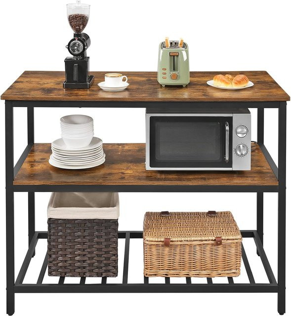 Vasagle Küchenregal im Industrial Design mit 3 Ebenen aus Holz und Metall in Braun - Bild 1
