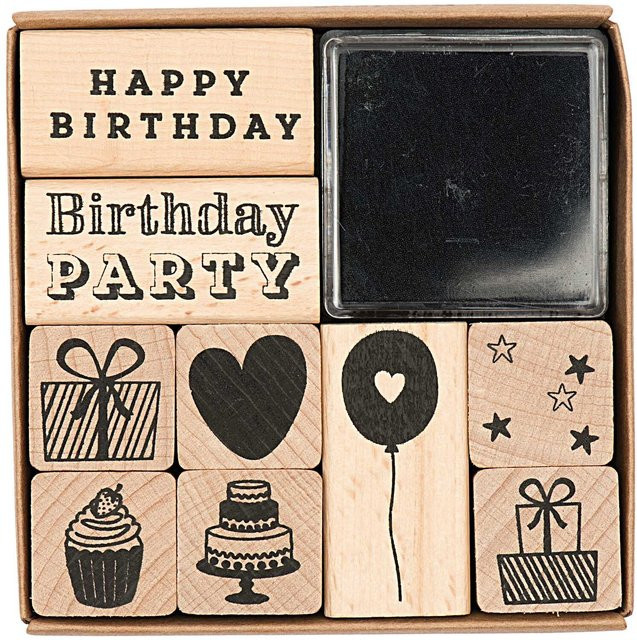 Rico Design Paper Poetry Stempelset Geburtstag in Schwarz - Bild 1