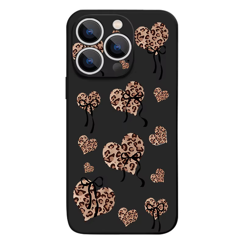 Magnetische Schutzhülle von MOESOE für iPhone mit Leopardenmuster, Herz und Schleife, Farbe: Schwarz, TPU-Abdeckung für iOS - Bild 4