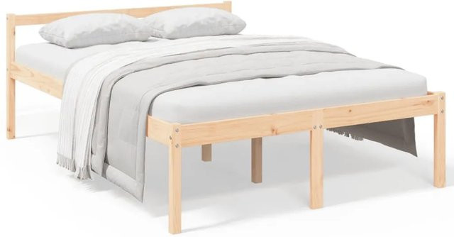 vidaXL Massivholzbett aus Kiefer in Braun, B/T/H: 140,5 x 195,5 x 70,5 cm - Bild 1