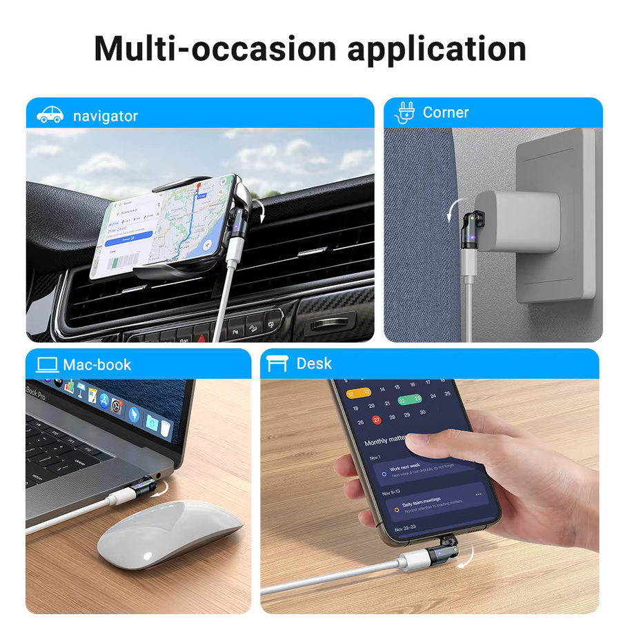AUFU PD240W USB-C auf Typ-C OTG-Adapter mit 540 Grad Rotation und 5A Schnellladefunktion für iPhone 16, MacBook, Samsung und Xiaomi - Bild 5