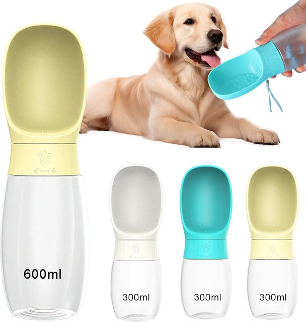 Holapet Haustier-Trinkflasche für kleine und mittelgroße Hunde und Katzen in Turquoise, tragbarer Futterspender und auslaufsicherer Trinknapf für unterwegs - Bild 1