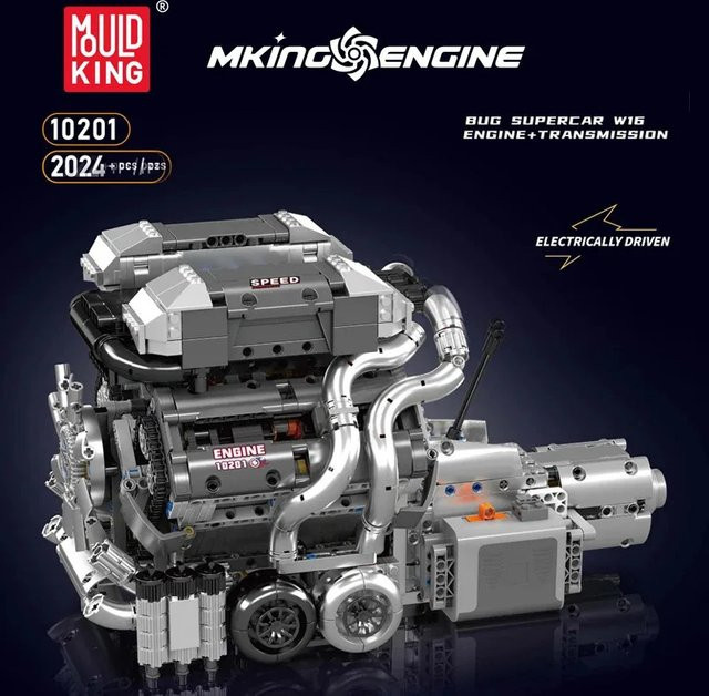 Mould King Der Supercar W16 Motor + Getriebe-Baustein-Baugruppe, technisches Automotor - Bild 1