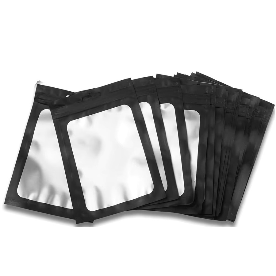 Wiederverschließbare Mylar-Beutel mit klarem Fenster, geruchdichte Folienbeutel in Schwarz und Transparent für Schmuck und Verpackungszubehör - Bild 3