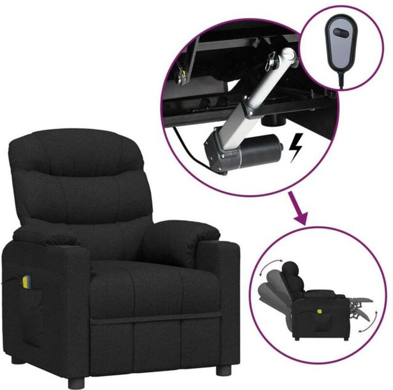 Elektrischer Massagesessel Relaxsessel von vidaxl in Schwarz aus Stoff und Metall - Bild 1