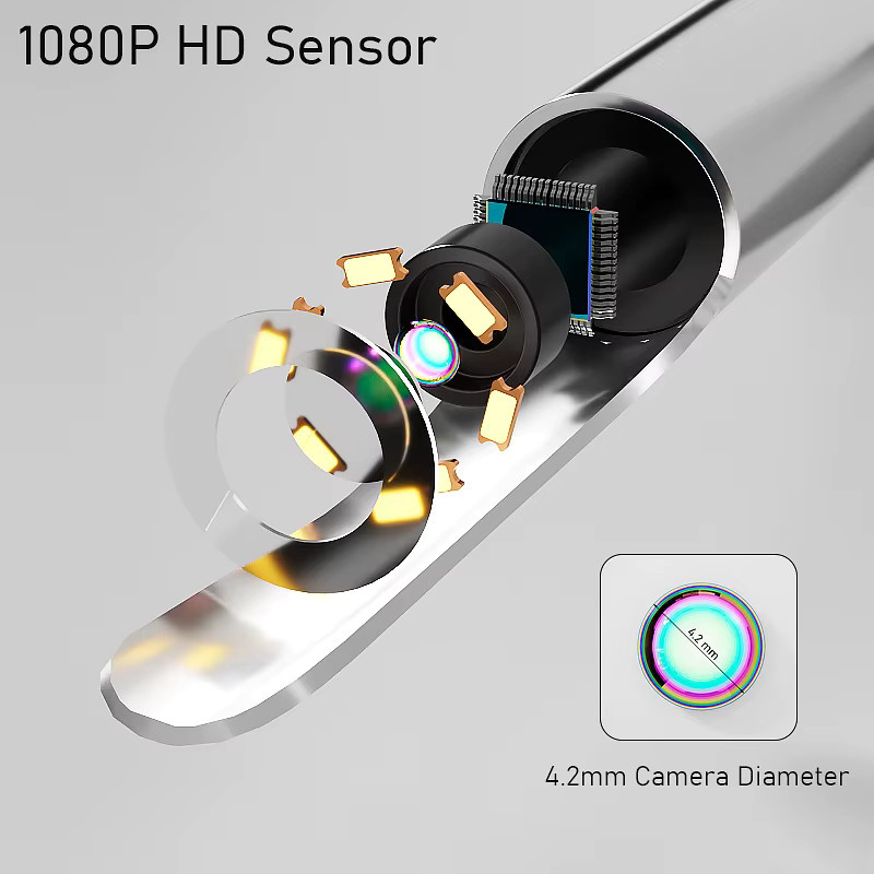 VISHRT Kabelloses Visuelles Ohrreinigungsgerät P2P mit 4,3 Zoll IPS-Bildschirm, 4,2 mm Linse und 6 LEDs, Weiß - Bild 3