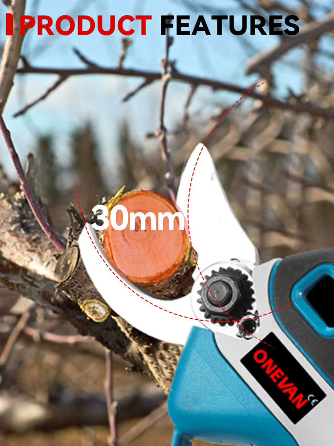 ONEVAN Bürstenlose elektrische Astschere mit 30mm Schneidkapazität, kabellose Gartenschere kompatibel mit Makita LXT Akkus - Bild 5