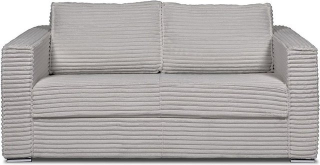 Schlafsofa Loreto Vente-unique Hellgrau mit modernem Design und gestreifter Polsterung - Bild 1