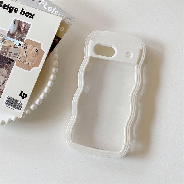 Transparente 2-in-1 Stoßfeste Hülle mit Lockiger Welle für Google Pixel 9 Pro, 9A, 8, 8A, 7A aus Acryl und Silikon in Candy-Farben - Bild 1
