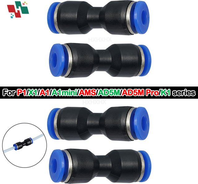 Pneumatischer Fitting für Bambu Lab X1C X1 P1P P1S 3D Drucker und AMS, PTFE Rohr Stecker für 1,75mm Filament Extruder - Bild 1