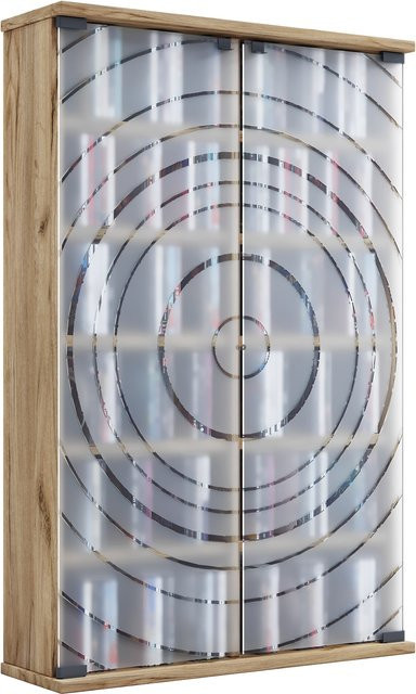 VCM CD DVD Stand Regal Tilano L aus Holz mit 2 ESG-Sicherheitsglastüren, Platzsparender Schrank für 300 CDs oder 130 DVDs, H x B x T: 92 x 60 x 18 cm - Bild 1