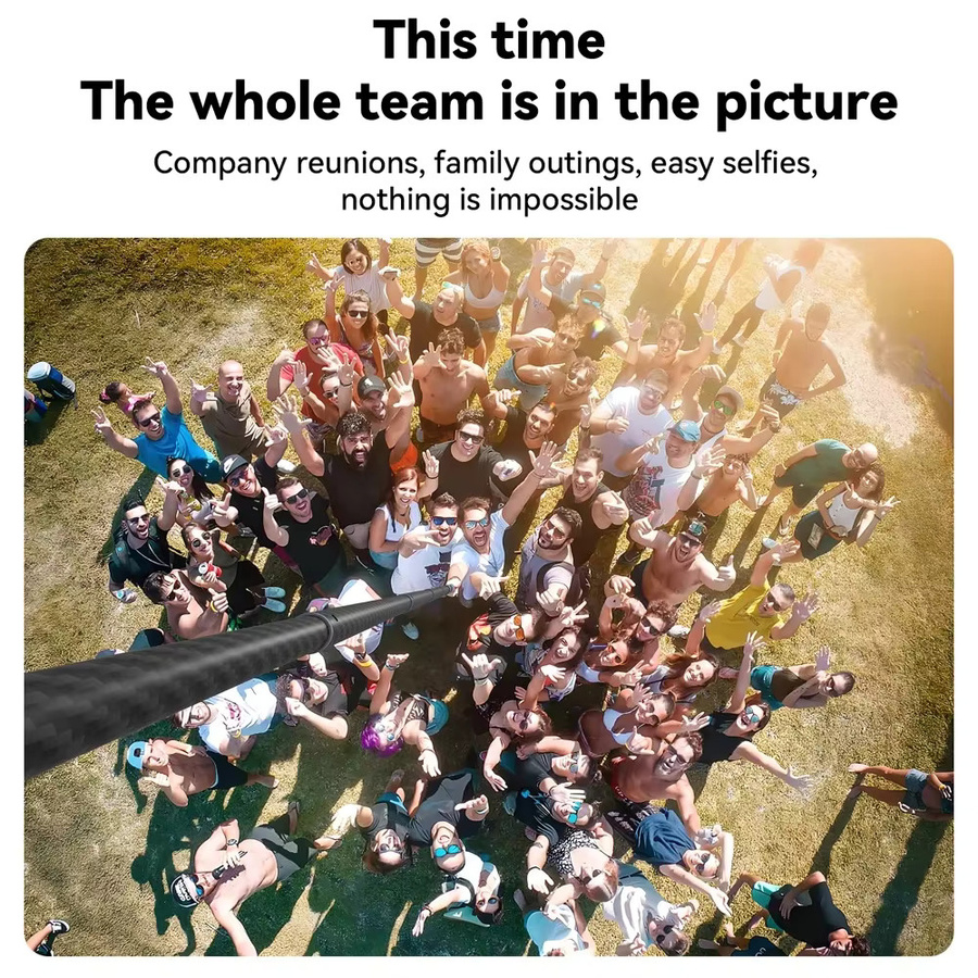 3M Carbon Fiber Selfie Stick aus Aluminiumlegierung in Schwarz für Insta360 X 4/5/ONE/RS und GoPro Hero 11 10 9 8 sowie DJI OSMO Action, 3m Länge - Bild 3