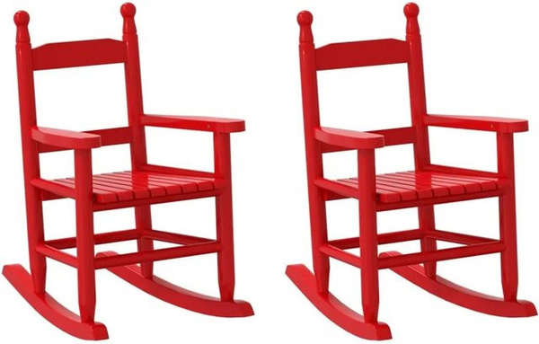 Set aus 2 vidaXL Schaukelstühlen für Kinder aus Pappelholz in Rot mit Armlehnen