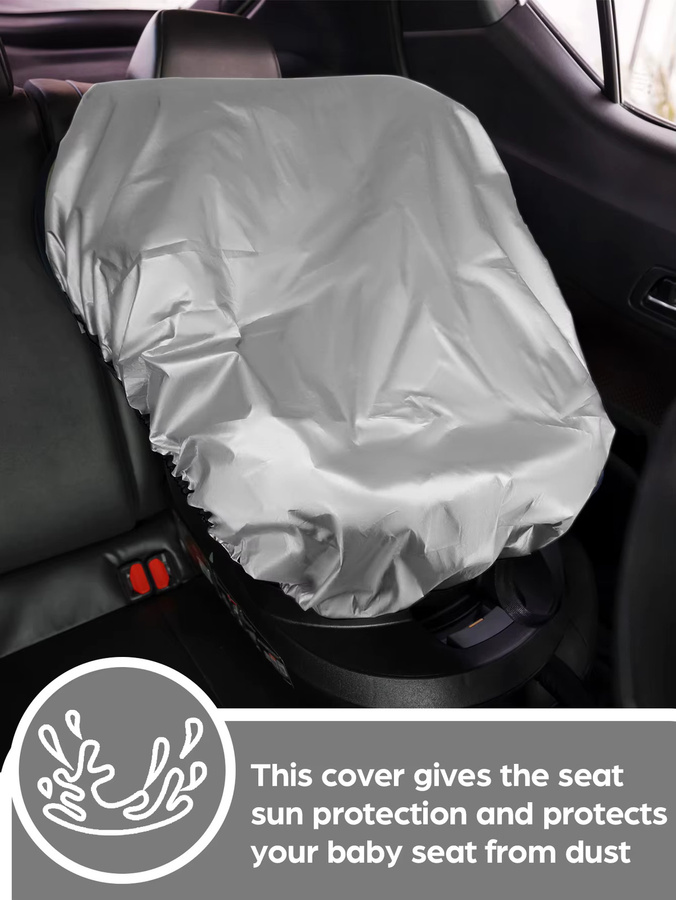 Universeller Baby Auto Sitz Sonnenschutz in Silber zum Schutz vor UV-Strahlung und Hitze - Bild 2