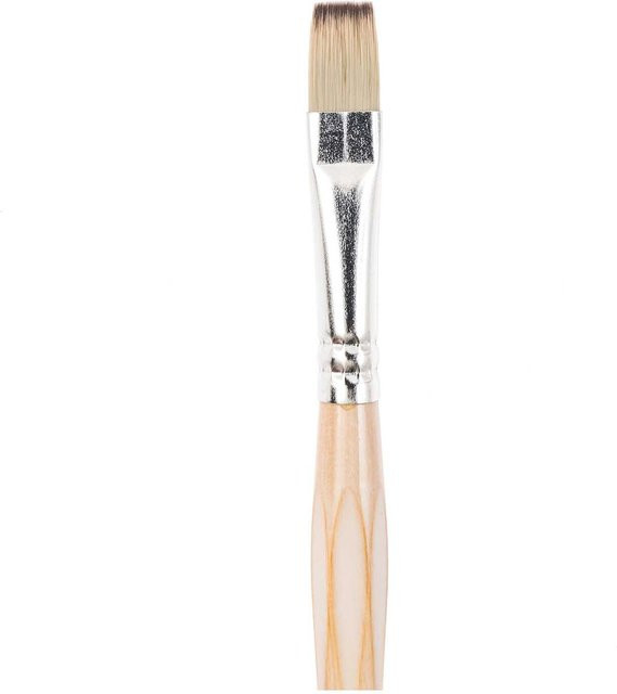Rico Design Hobby-Pinsel Synthetic mit ergonomischem Holzgriff und Aluminiumhülse, flach, 12 mm - Bild 1