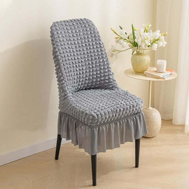Yiran Furniture Esszimmerstuhlbezüge in Grau, elastische und rutschfeste Single-Size Stuhlbezüge aus Polyester-Baumwoll-Gemisch im minimalistischen Design - Bild 1