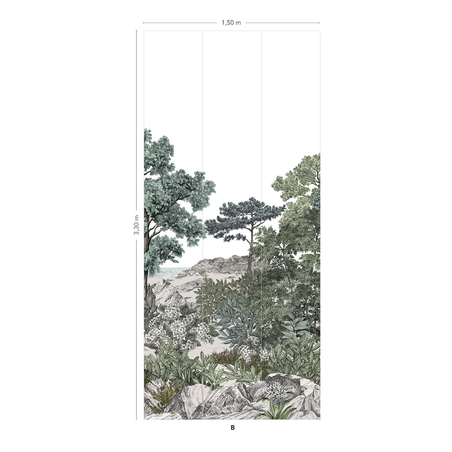 Isidore Leroy Fototapete Panoramadesign Foret de Bretagne Natur in Grün und Multicolour, Vlies-Material, Höhe: 330 cm, Breite: 50 cm - Bild 2