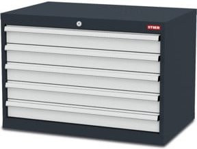 STIER Schubladenschrank aus Stahl mit 5 Schubladen, Farbe Anthrazit, B/T/H: 90,0 x 57,5 x 62,0 cm - Bild 1