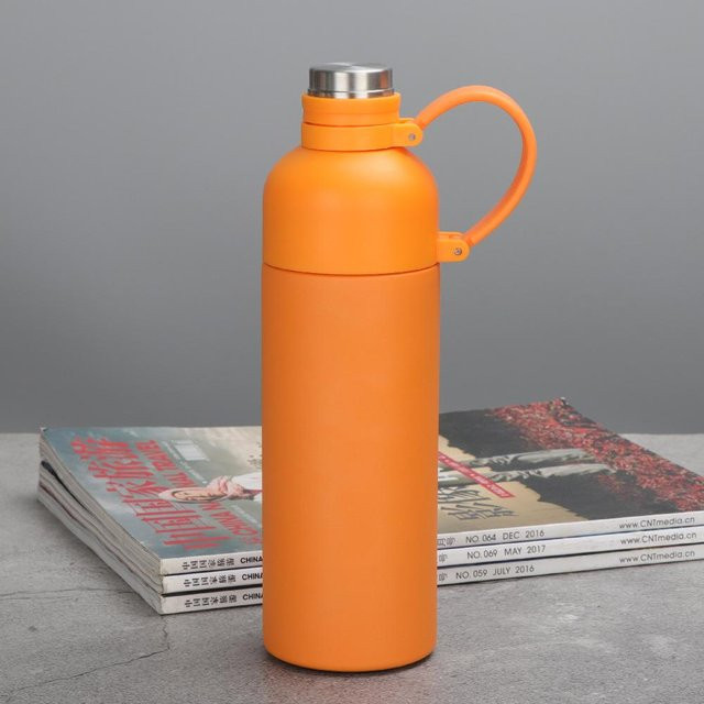 Yiran Furniture Thermosbecher für Damen aus Edelstahl mit Strohhalm, 500ml, Beige - Bild 1