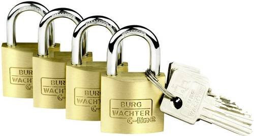 Burg Wächter Vorhängeschloss-Set Quadro 222 30 SB 4er Set Messing Gold gleichschließend mit Schlüsseln - Bild 4