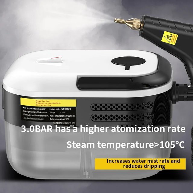 Handgehaltener Dampfreiniger von BALASHOV in Schwarz für Klimaanlagen, Küchenhauben, Autos und Bodenreinigung - Bild 1