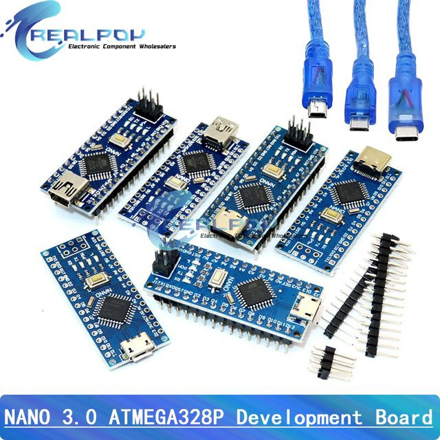 REALPOY Arduino Nano 3.0 ATMEGA328P Mikrocontroller mit CH340 USB-Treiber in Blau, kompatibel mit USB-C und Micro USB - Bild 1