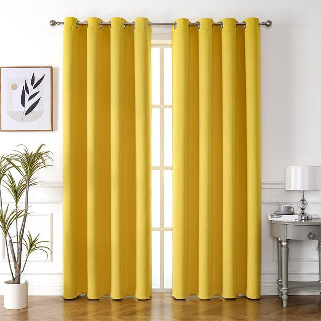 Verdunkelungsvorhang aus hochdichtem Polyester, wärmeisolierend und geräuschreduzierend, einfarbig, B: 100 cm, H: 130 cm - Bild 1