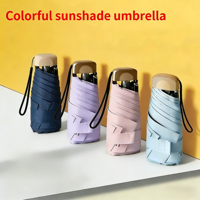 Sunshane Regenschirm mit 6 Rippen in Pink für Sonnenschutz und Transportabilität - Bild 1