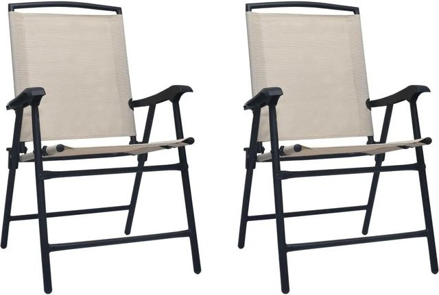 Furnicato Set aus 2 klappbaren Gartenstühlen aus Textilene und Stahl in Cremeweiß - Bild 1