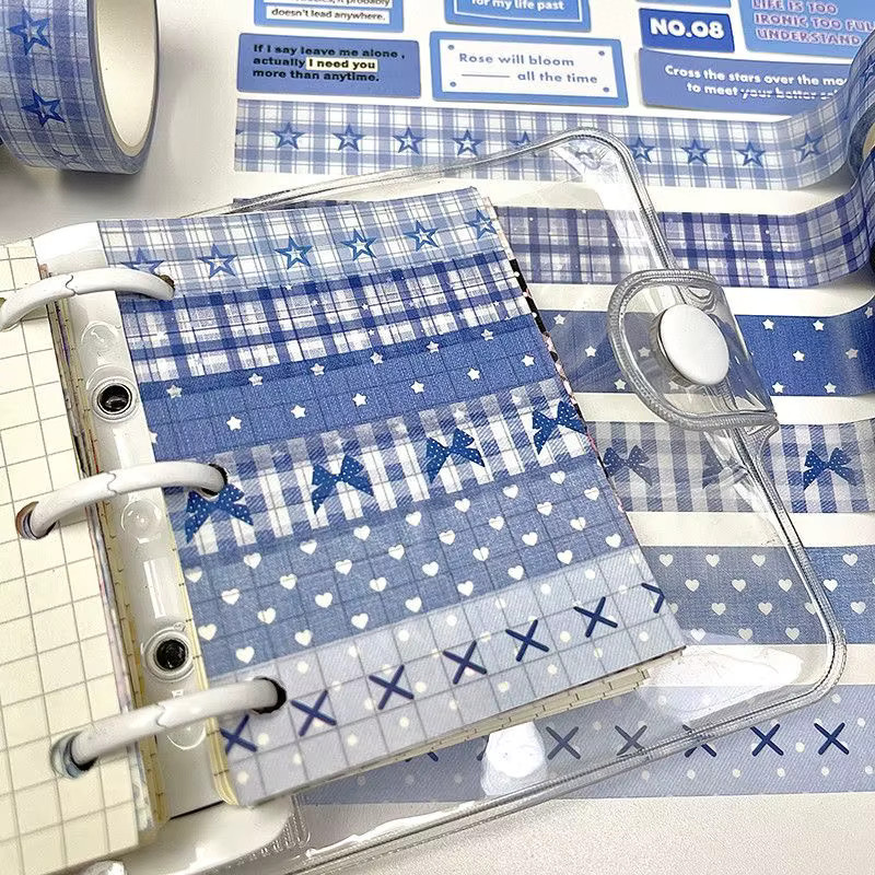 6er Set Kawaii Washi-Tape mit Vintage Sternen und Flügeln für kreativen Schulbedarf - Bild 2