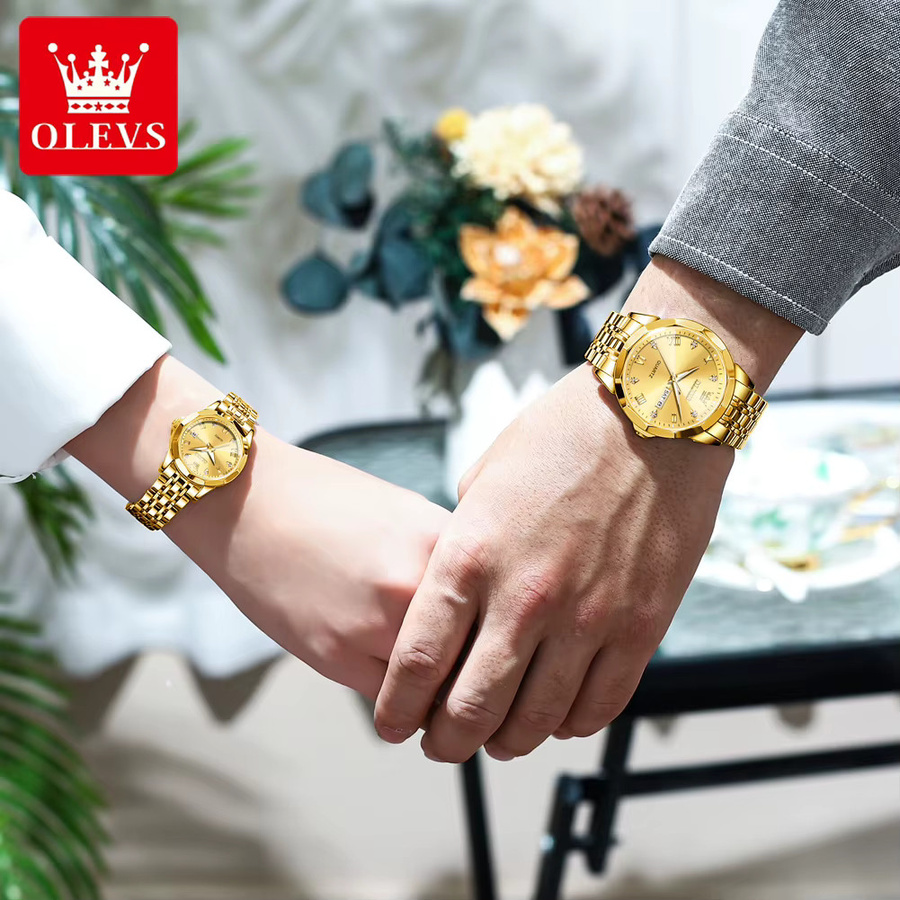 OLEVS Armbanduhr, Quarz, Edelstahl, Gold, Silber, Unisex - Bild 3
