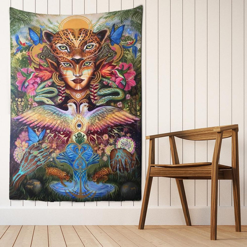 Super Six Wandbehang Abstraktes Leoparden-Motiv im Bohemian-Stil, Mehrfarbig, B: 95 cm, H: 70 cm - Bild 5