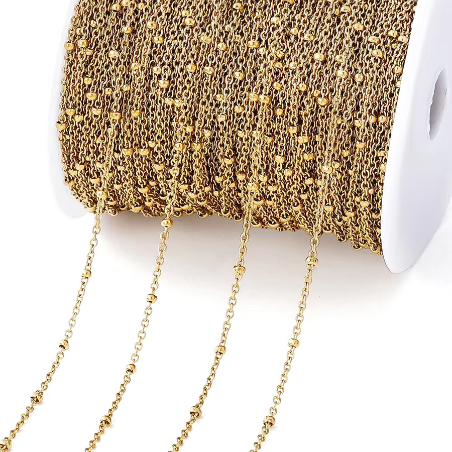 AGCFABS Edelstahlkette, Kreuzkette mit Perlen, 2 Meter, Unisex - Bild 2