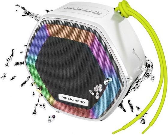 SBS IBIZA Kabelloser Bluetooth-Lautsprecher mit 5W Leistung und mehrfarbigen LEDs in Weiß