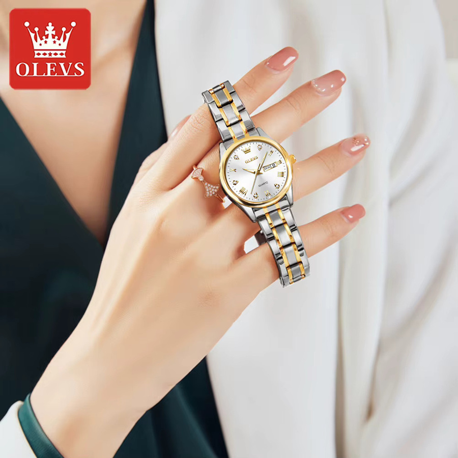 Olevs Armbanduhr Quarz, Edelstahl, Gold, Damen - Bild 3