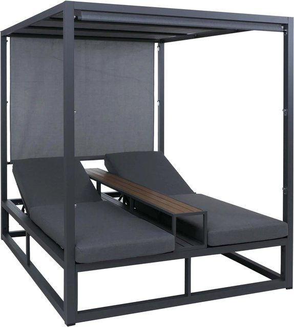 MCW Alu Lounge-Gartenliege P81 Daybed in Bali-Design, Dunkelgrau mit grauem Polster, B/T/H: 196 x 165 x 120 cm - Bild 2