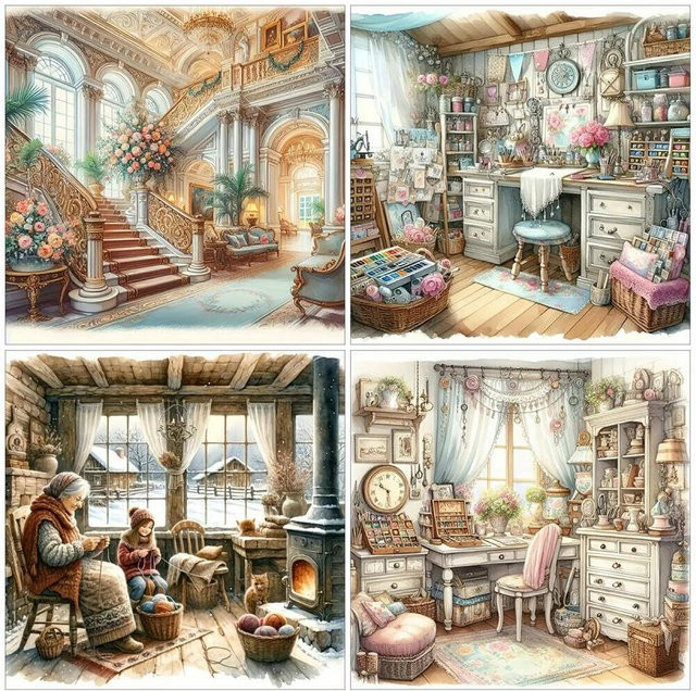 YUTTEE Diamond Painting Set Haus Landschaft DIY Mosaik Bild in Multicolour, B/H: 20 x 20 cm - Bild 1