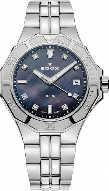 Edox Armbanduhr, Quarz, Edelstahl, Blau, 38 mm, Damen, 20 ATM - Bild 1