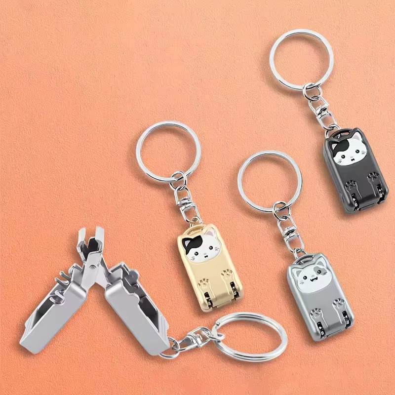 Ouriner Nagelknipser Kätzchen-Schlüsselanhänger, Silber, Glänzend - Bild 1