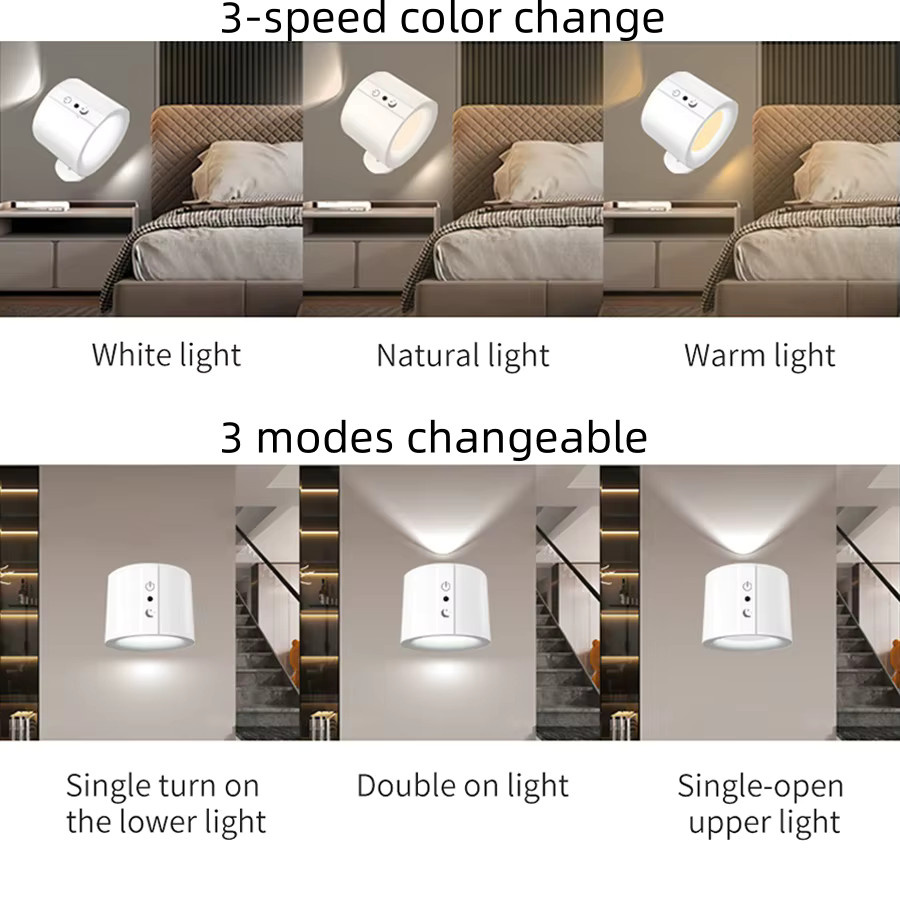 Aamasun Magnetisches LED-Nachtlicht in Weiß, wiederaufladbare Wandleuchte mit Touch-Steuerung und Fernbedienung für Schrank und Wand - Bild 3